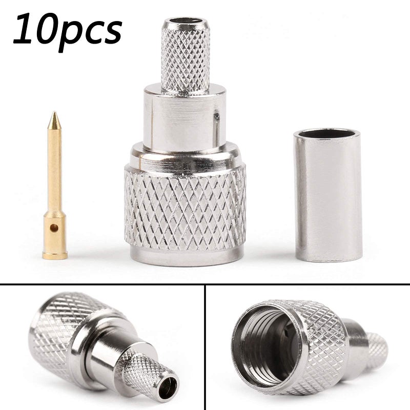 Areyourshop 10Pcs Mini-UHF Male Crimps Connector for RG-58/U Cable Motorola Antenna - Image 2